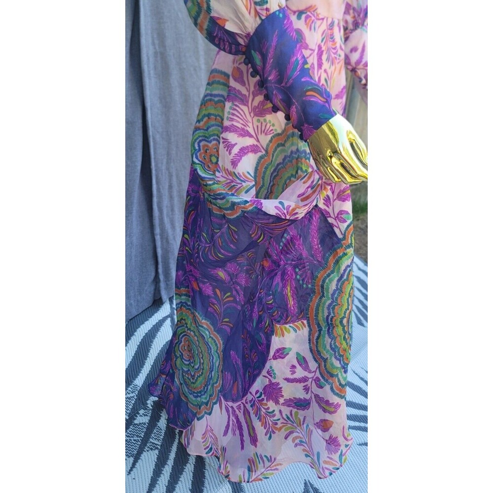 Vintage Lanvin Elizabeth Arden Fantasy Floral Print Silk Organza Maxi dress 1970 - Picture 8 of 16